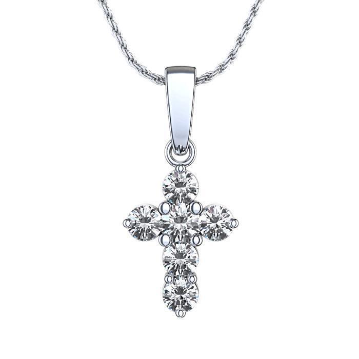 Glitter 3 CT Gorgeous Round Brilliant Cut Diamonds Cross Pendant Necklace