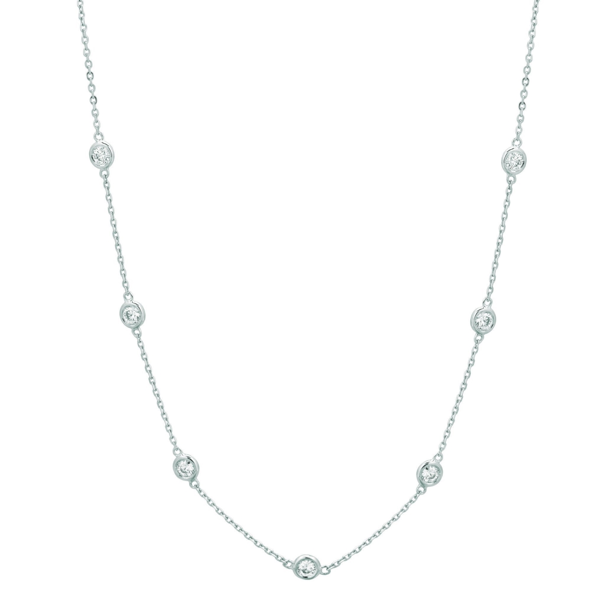 Glitter 1 CT 15 Pointer Diamond Half Way Around Chain 14K White Necklace