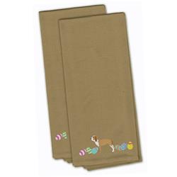 CoolCookware Sabueso Espanol Easter Tan Embroidered Kitchen Towel - Set of 2