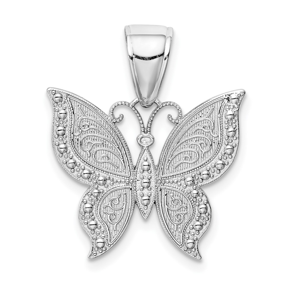 Bagatela 10K9572W 10K Gold Butterfly Jewelry Pendant &amp; Charm&amp;#44; White