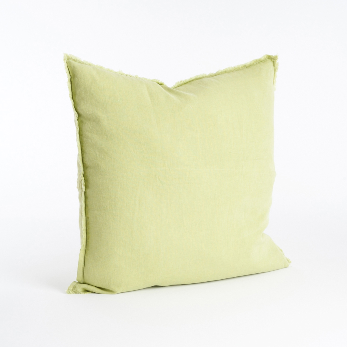 RLM Distribution SARO  20 in. Square Fringed Design Linen Down Filled Pillow - Chartreuse
