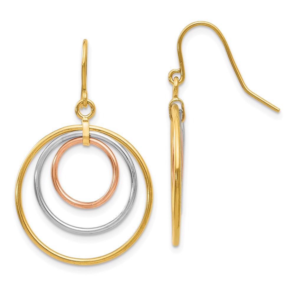 Bagatela 14K Tri-Color Circle Dangle Earrings