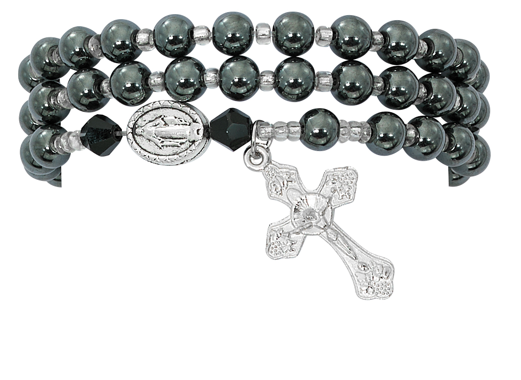 Hardware Dart 6 mm 3.5 in. Dia Adult Hematite Twistable Rosary Bracelet Carded