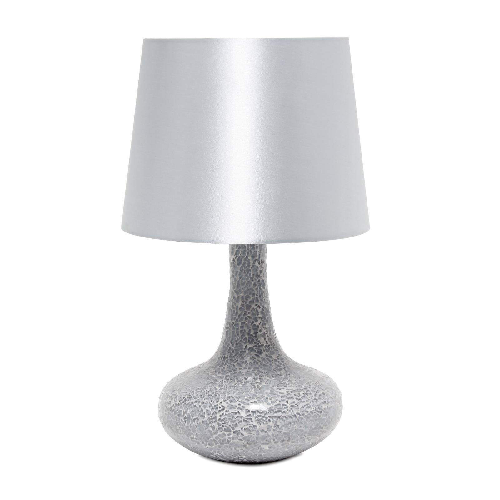 Lighting Business Mosaic Tiled Glass Genie Table Lamp with Fabric Shade