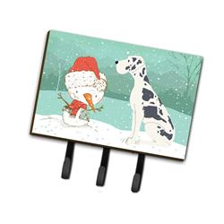 JensenDistributionServices Harlequin Great Dane Snowman Christmas Leash or Key Holder