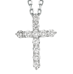 Janet&'s Jewelry PW29040-0.25 14 W I-i-1 0.25 Carat 14K White Gold I-I-1 Classic Diamond Cross Pendant