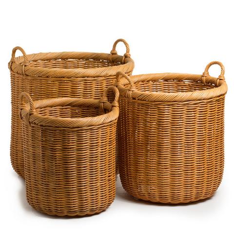 Engranaje 17.5 x 15.5 x 17.5 in. Rounded Basket with Handles&#44; Brown