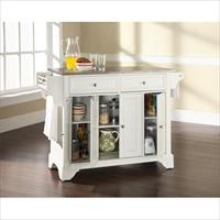 BetterBeds Crosley Furniture  LaFayette Stainless Steel Top Kitchen Island in White Finish - Stainless Steel Top