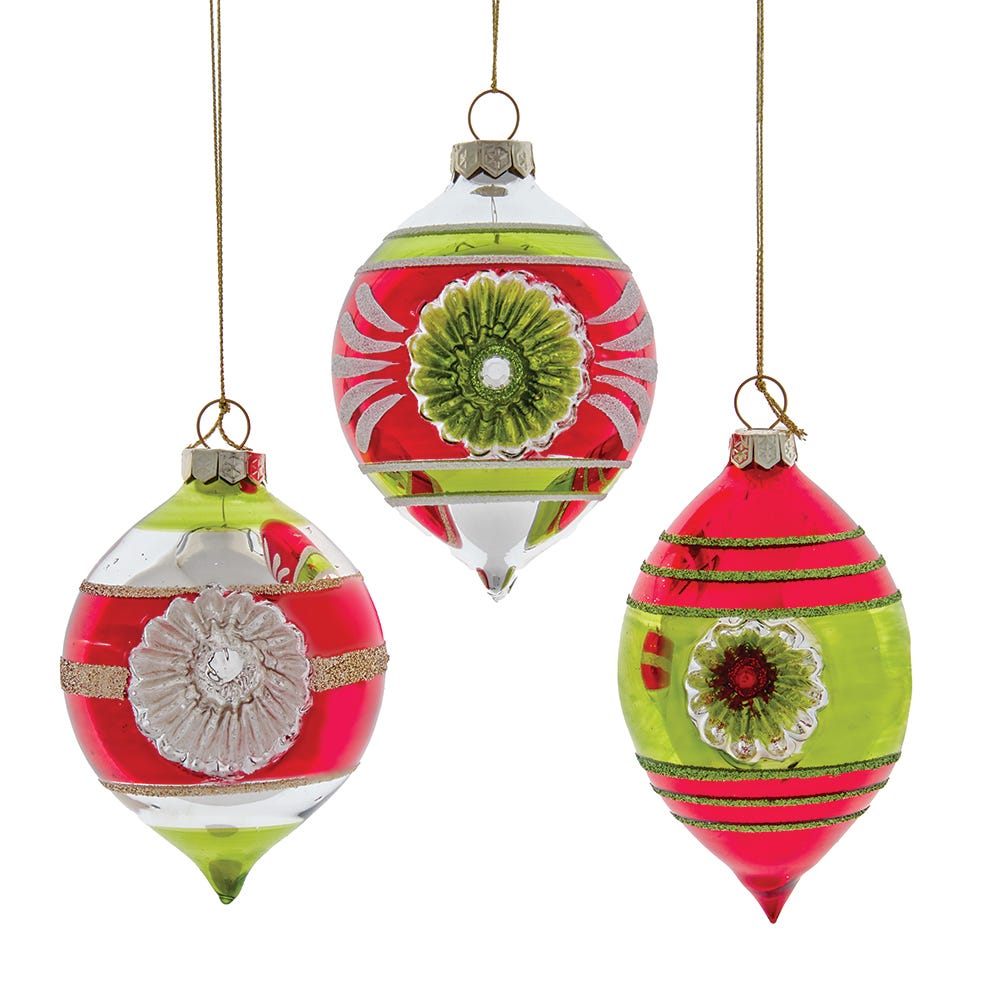 SeasonSuprise 60-70 mm Early Years Teardrop Ornaments Set - 3 Piece