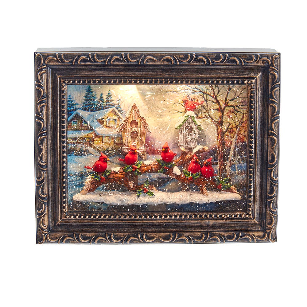 SeasonSuprise 7.75 in. Battery-Operated Musical Water Cardinals Frame