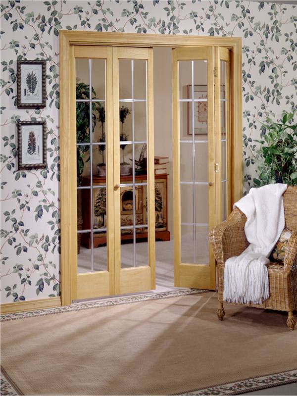 Parche 24 x 80 in. Full Glass Pioneer Bifold Door&#44; Unfinished Pine