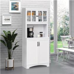 212 Main 835-330WT HomCom Accent Kitchen Buffet & Hutch Wooden Storage Cabinet with Glass Framed Door&#44; White