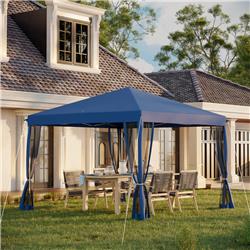 212 Main 840-014V01BU 10 x 10 ft. Outdoor Canopy Tent Outdoor Pop-Up Canopy with Sidewalls - Blue