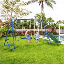 212 Main 344-067V00MX Outsunny 5-in-1 Kids Swing Set - Ocean Blue&#44; Forest Green & Brown