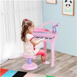 212 Main 390-002PK Qaba 37-Key Kids Toy Keyboard Piano Musical Electronic Instrument Grand Piano with Microphone&#44; Pink