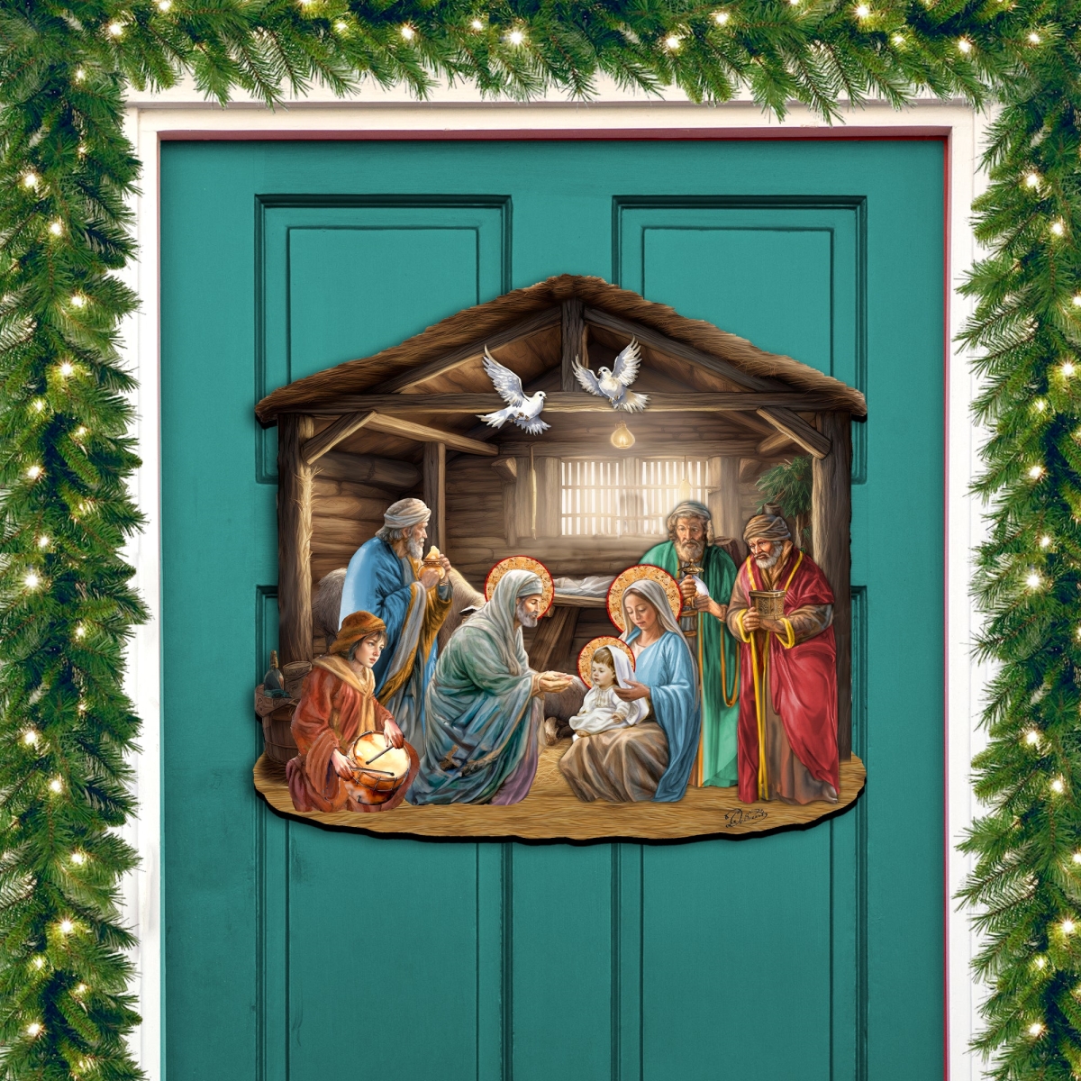Designocracy 8652763H 24 x 18 in. Nativity Scene Nativity Holiday Door Decor