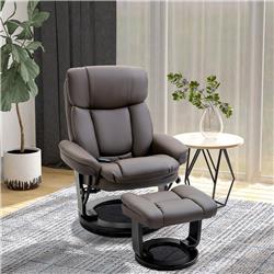 212 Main 700-112V81BN HomCom PU Leather Massage Recliner Chair with Ottoman&#44; Brown
