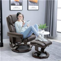 212 Main 700-116V71BN HomCom Massage Recliner Chair with Ottoman&#44; Brown