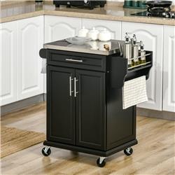 212 Main 801-055 Homcom Kitchen Island Cart with Stainless Steel Countertop - Black