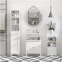 212 Main 834-242 Homcom Linen Cabinet Slim Storage Cabinet Freestanding Bathroom Tall Organizer Tower Cupboard - White