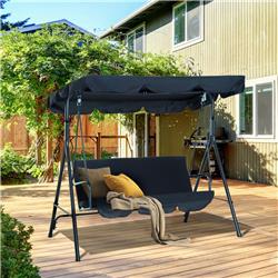 212 Main 84A-054BK Outsunny 3-Seat Patio Swing Chair with Removable Cushion&#44; Black