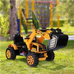 212 Main 370-029 6V Aosom Toy Tractor Electric Kids Ride on Toy Digger Construction Excavator Tractor Vehicle Digger Toy - Yellow & Black