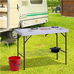 212 Main A20-075 Outsunny 50 in. Portable Folding Camping Table with Sink & Faucet