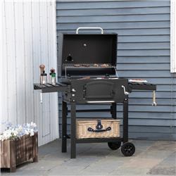 212 Main 846-077 48 in. Outsunny Charcoal BBQ Grill & Smoker Combo with Adjustable Height - Black
