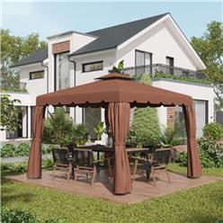 212 Main 84C-357V00CF Outsunny 9.8 x 9.8 ft. Gazebo Replacement Canopy Gazebo Top Cover with Double Vented Roof&#44; Coffee
