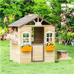 212 Main 345-024 Outsunny Wooden Kids Playhouse&#44; Multi Color