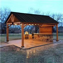 212 Main 84C-241 Outsunny 11 x 13 ft. Hardtop Gazebo with Galvanized Steel Roof&#44; Lawn
