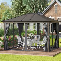 212 Main 84C-040CG 10 x 12 ft. Outsunny Hardtop Gazebo Canopy with Galvanized Steel Roof&#44; Gray