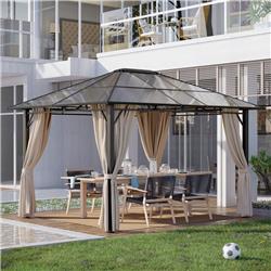 212 Main 84C-069 10 x 12 ft. Outsunny Hardtop Gazebo Canopy with Polycarbonate Roof