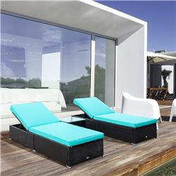 212 Main 862-009YG Outsunny Chaise Lounge&#44; Turquoise - Set of 2