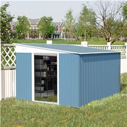 212 Main 845-529 11 x 9 ft. Outsunny Metal Storage Shed Garden Tool House with Double Sliding Lockable Doors & 2 Air Vents&#44; Blue