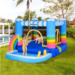 212 Main 342-019V80 Outsunny Jumping Castle Inflatable Bounce House with Trampoline for 3 Kids