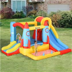 212 Main 342-025V80 Outsunny 4-in-1 Kids Inflatable Bounce House Jumping Castle with 2 Slides
