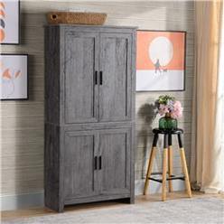 212 Main 835-476GY 64 in. Homcom 4-Door Kitchen Pantry Freestanding Storage Cabinet for Kitchen - Grey
