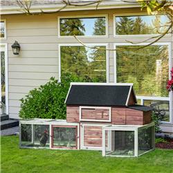212 Main D51-091 PawHut 114 in. Chicken Coop Wooden Large Chicken House Rabbit Hutch Customizable Poultry Hen Cage Backyard with Nesting