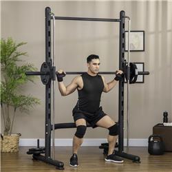 212 Main A91-218 75.5 x 39.25 x 83.5 in. Squat Rack with Pull Up Bar & Barbell Bar Adjustable Bench&#44; Jet Black