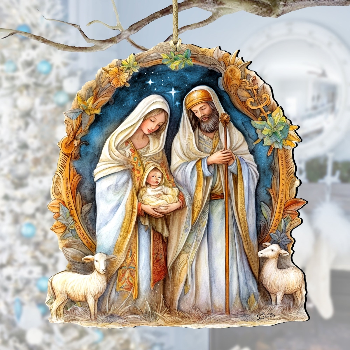 Designocracy 8611074 5 x 5.5 x 0.25 in. Nostalgic Nativity Scene Wooden Nativity Holiday Decor Ornaments