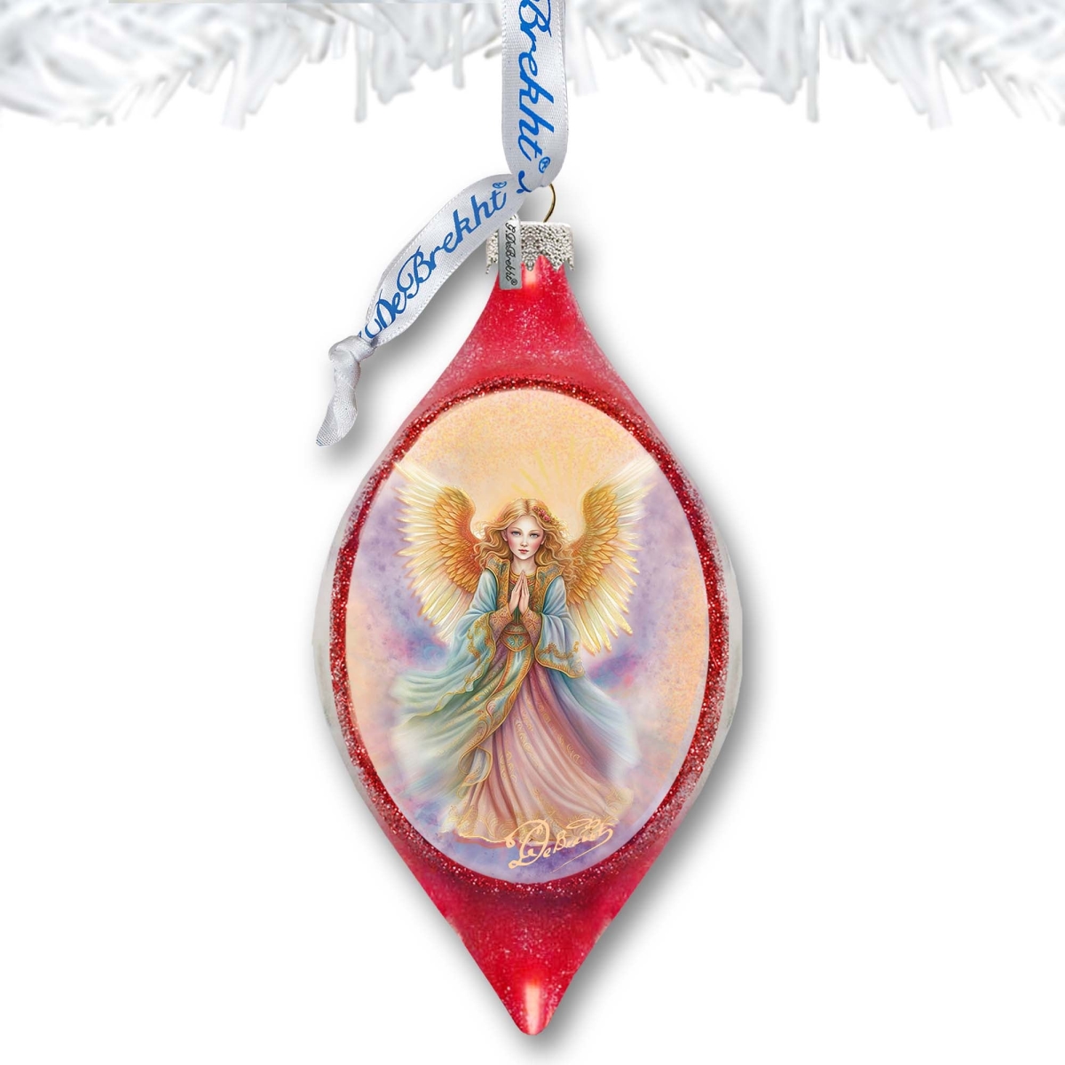 Designocracy 757-051 4 x 3 in. Angel Drop Glass Ornament Nativity Holiday Decor