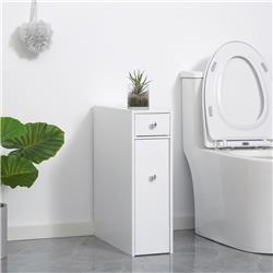 212 Main 834-186V01 Homcom Small Bathroom Storage Slim Bathroom Storage Cabinet Wooden Toilet Floor Organizer with Drawers - White