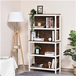 212 Main 837-114 Homcom Modern 4 Tier Bookshelf Bookcase Utility Storage Shelf Organizer for Home Study Office with Display Rack - White
