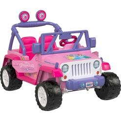 Fisher-Price Power Wheels Disney Princess Jeep Wrangler Ride-On Battery Powered Vehicle with Sounds and Character Phrases plus Storage