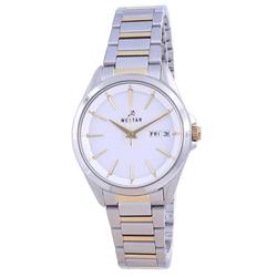 Westar 40212CBN101 8 mm White Dial Two Tone Stainless Steel Quartz Women Casual Watch&#44; White