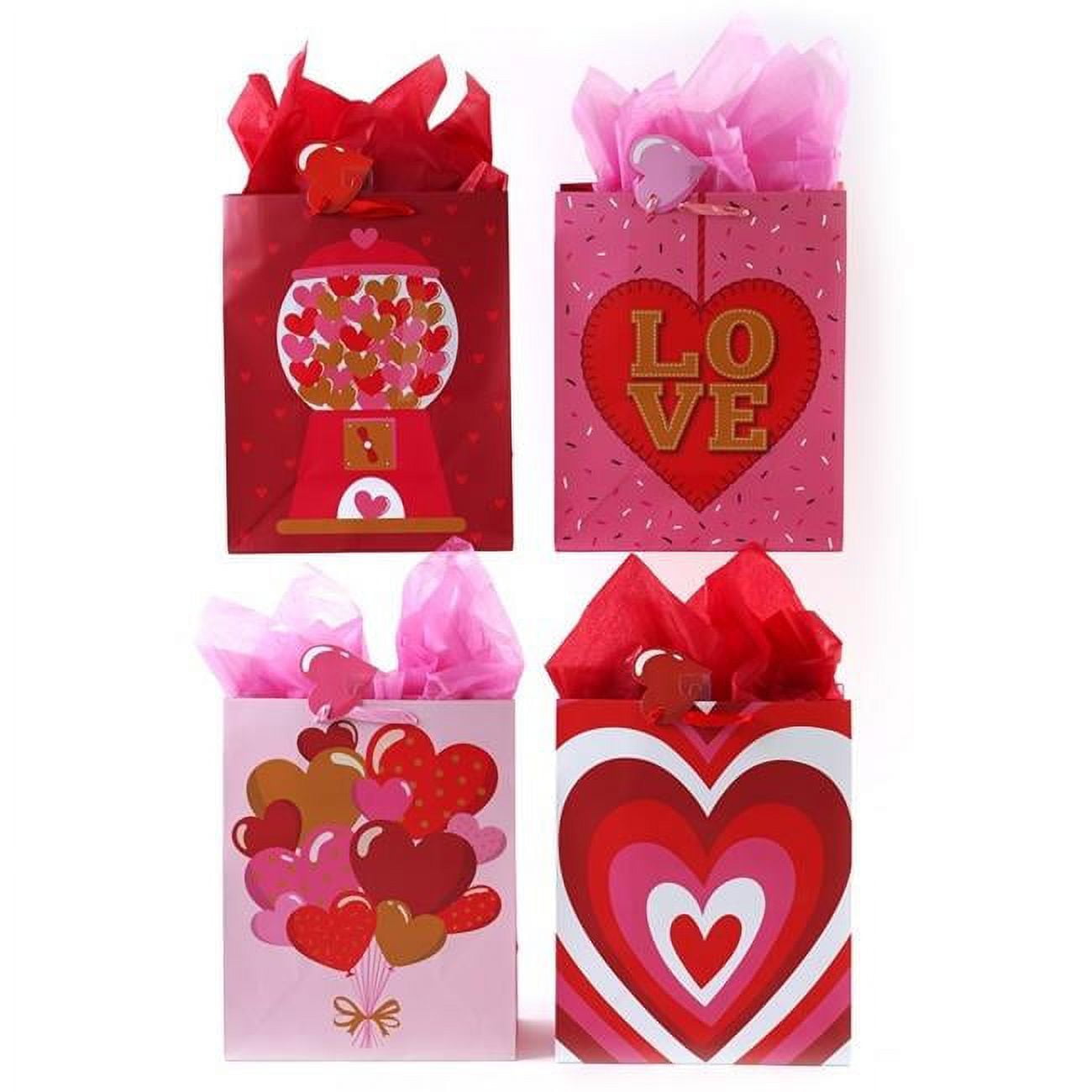 Ddi 2368120 4 Design Happy Hearts Valentine Gift Bags&#44; Large - Case of 120