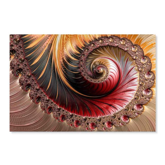 UV Pix 31013 3045 Fractal Acrylic Glass Art&#44; Red & Gold