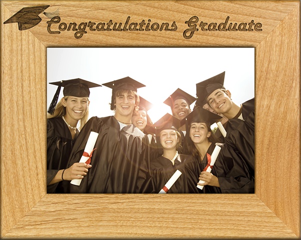 GiftWorksPlus  Giftworks Plus SCH0007 Congrats Graduate- Alder Wood Frame- 4 x 6 In