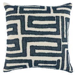 HomeRoots Home Decor 22 X 22 Blue Linen geometric Zippered Pillow